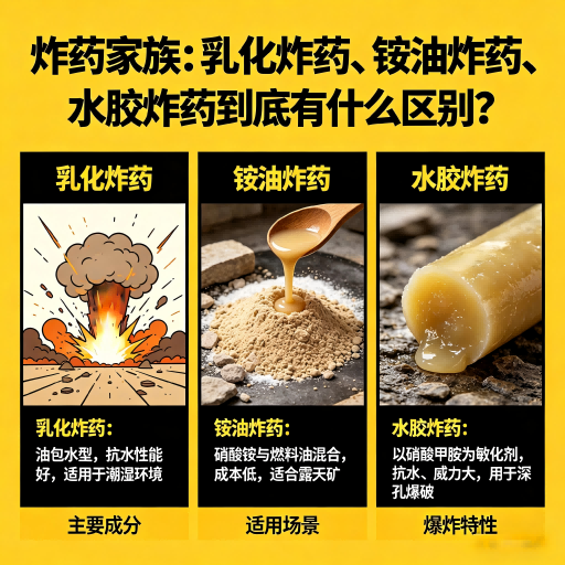 万荣炸药家族：乳化炸药、铵油炸药、水胶炸药到底有什么区别？